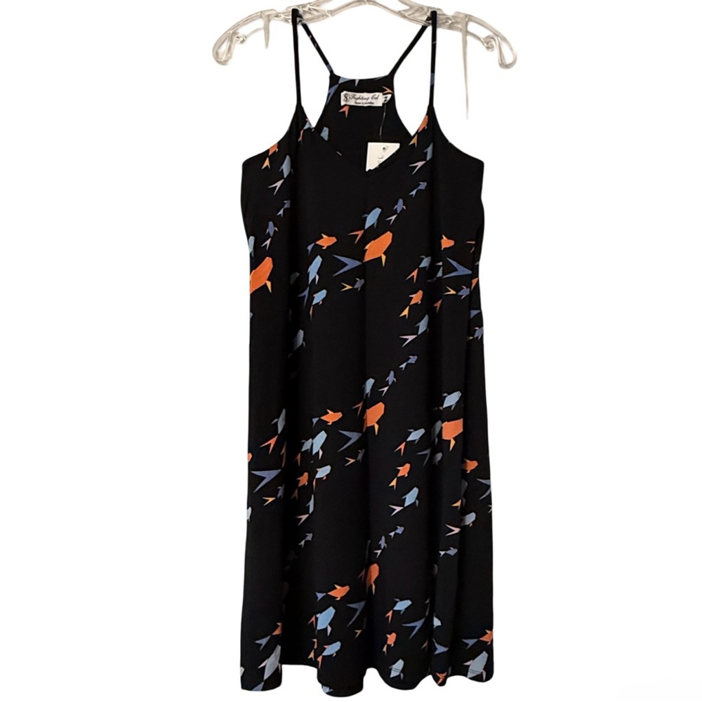 NWT Fighting Eel Dress Marissa in Black Origami Fish - Picture 2 of 5